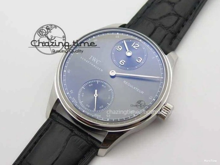 MIROTIME 0513 Portuguese IW544404 SS Gray Dial On Black Leather Strap A Practical 7259